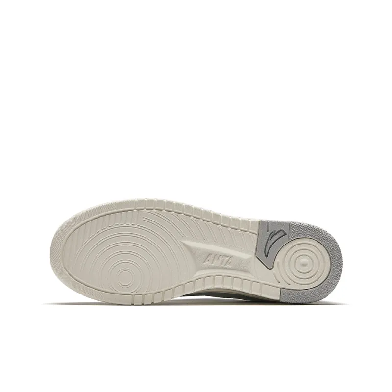 ANTA Life Collection Skateboard Shoes Men Low Top Ivory White/Microchip Gray/Black-4