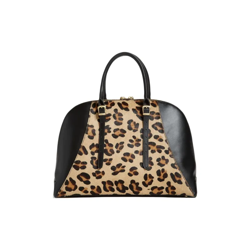 GUESS Genuine Leather Patchwork Handbag Women's Brown-2