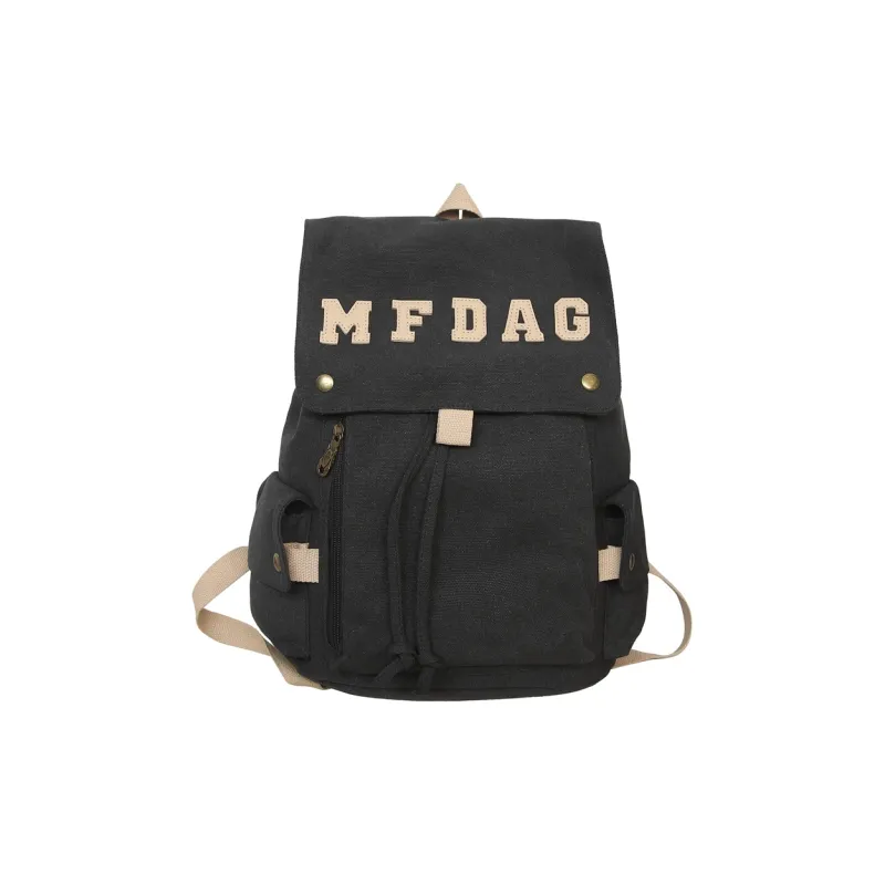 Deli Bear Canvas Backpack Regular Unisex Black/Ecru/Blue/Brown/Watermelon Red-25