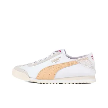 PUMA Roma Non-slip Lightweight Low-Top Skateboard Shoes Unisex White Orange