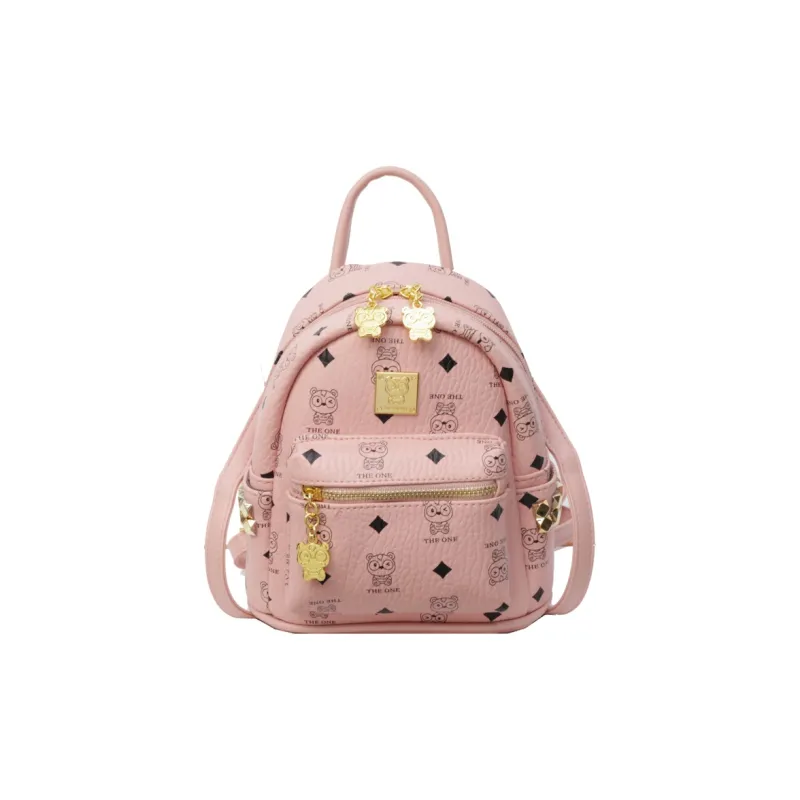 BAODIDAISHU Pu Backpack Women's White/Pink/Brown-21