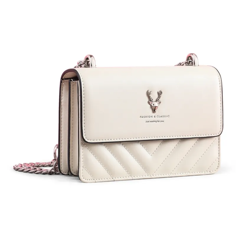 Kevin Cohen Cow Leather With Synthetic Leather Small Square Bag Shoulder Bag, Crossbody Bag Trumpets Women's Ecru-1