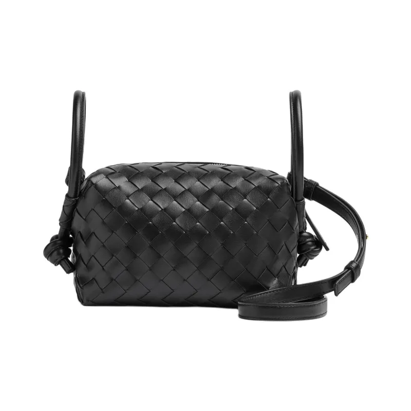 Bottega Veneta LOOP Intrecciato Woven Leather Handbag Shoulder Bag Crossbody Bag Small Size Women's Black-2