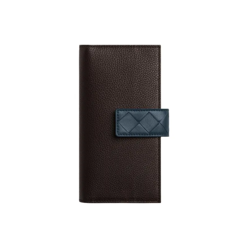 Bottega Veneta Calfskin Wallet Women's Dark Brown & Dark Blue-0
