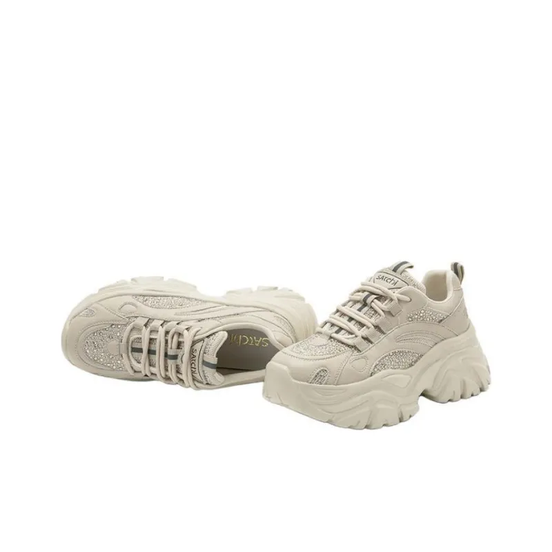 Satchi Low Top Chunky Sneakers Women's Apricot-3
