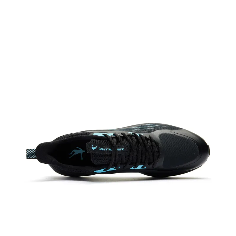 QIAODAN Cushioning Wear Resistant Low Top Running Shoes Men's Black Blue-3