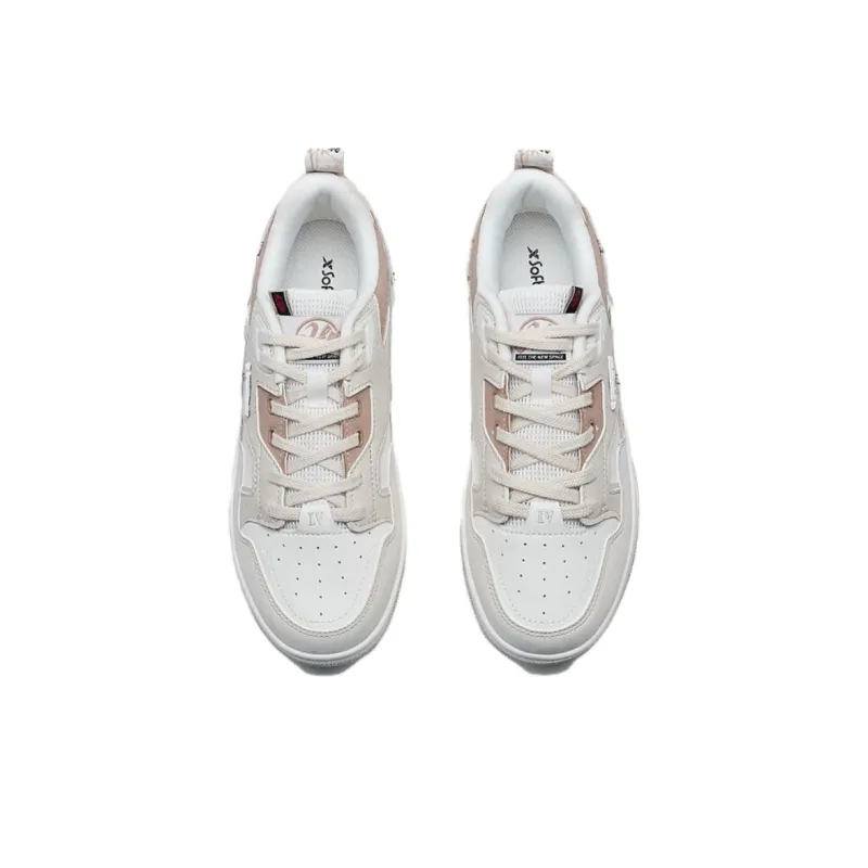 XTEP New Dawn Anti Slip Wear Resistant Low Top Skateboard Shoes Women's White Brown-4
