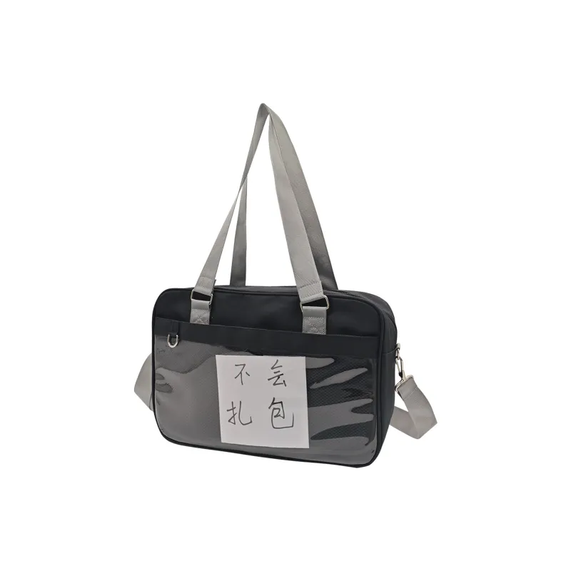 UNITE STAR Oxford Ita Bag Shoulder Bag Medium Size Women's Black/White/Blue-1