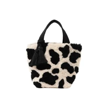 Beams Lilas Campbell Collaboration Polyester Blended Cotton Handbag Women's Black & Beige/Black & Brown