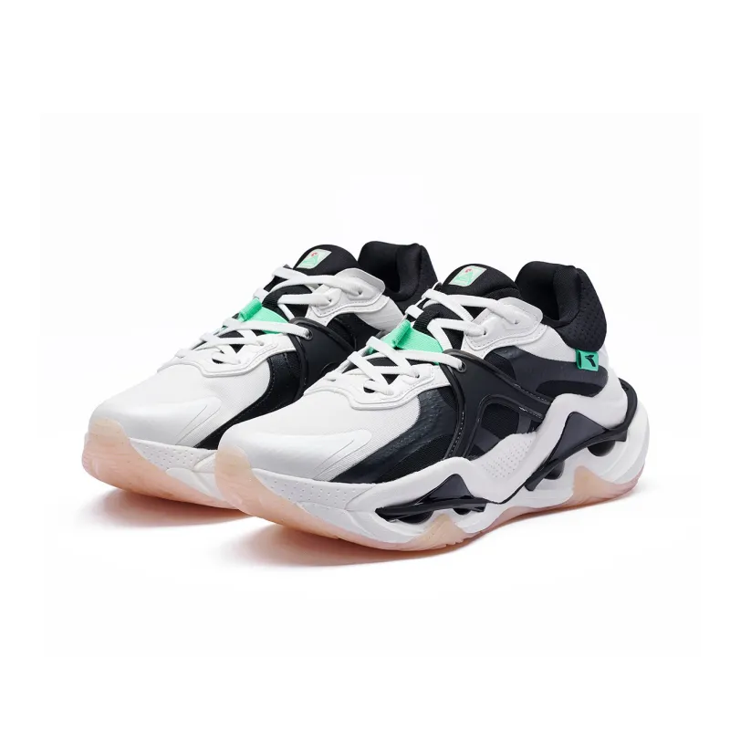 361° Wind Whirlpool Cushioning Lightweight Low Top Casual Running Shoes Men's White Black-4
