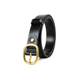 Gold Buckle Black Strap (Top Grain Cow Leather)