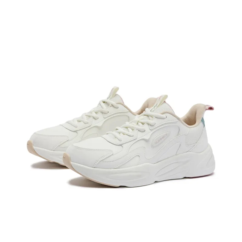 QIAODAN Anti-Slip Wear-Resistant Low-Top Running Shoes Women's White-2