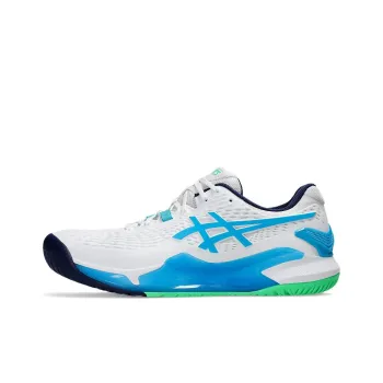 Asics Gel Resolution 9 Cushioning Anti Slip And Wear Resistant Low Top Tennis Shoes Men's White Blue