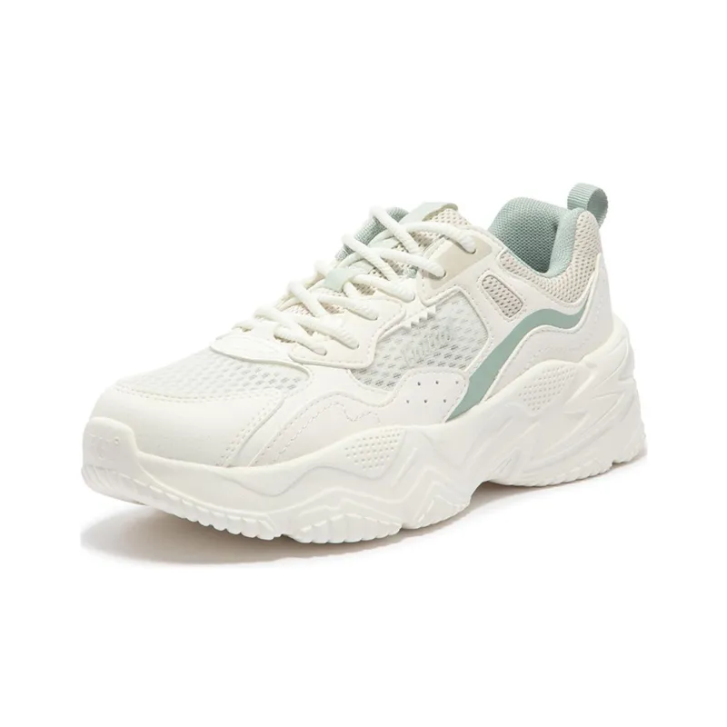 361° Shock Absorbers With Slip Resistant Features Low Top Casual Running Shoes Women's White Green-1