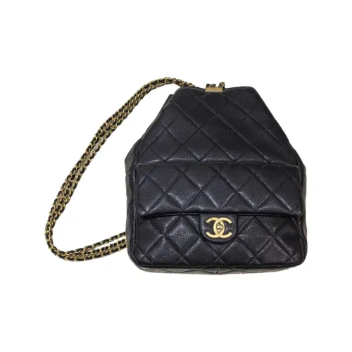 CHANEL Grained Cow Leather Backpack Women's Black