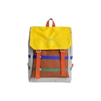 Deli Bear Oxford Backpack Regular Unisex Black Gray/Red Blue/Gray Coffee/Mandarin Yellow