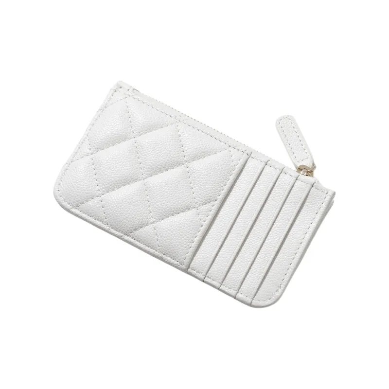 CHANEL Leather Wallet, Card Holder Women's White-2