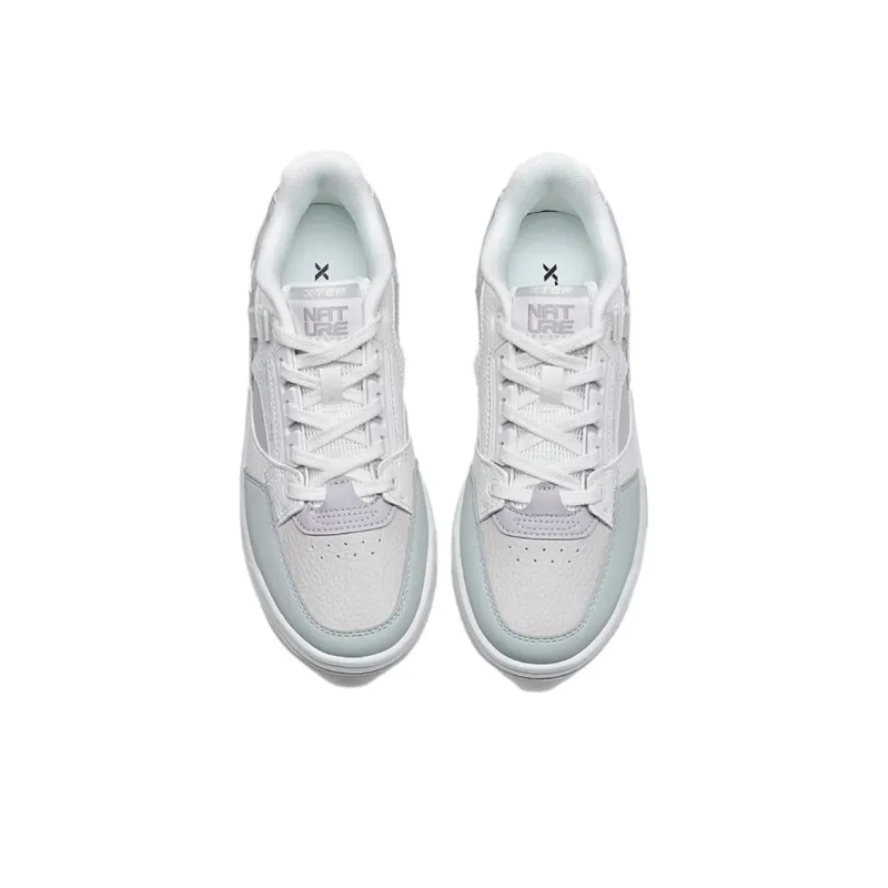 XTEP New Glow Lightweight Low Top Skateboard Shoes Women's White Blue-4