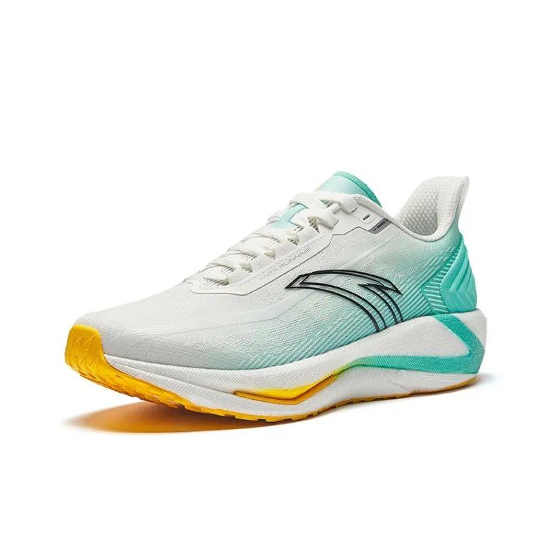 Anta Durable Lightweight And Breathable Low Top Running Shoes Men's Papyrus White Fluorescent Aqua Green-1