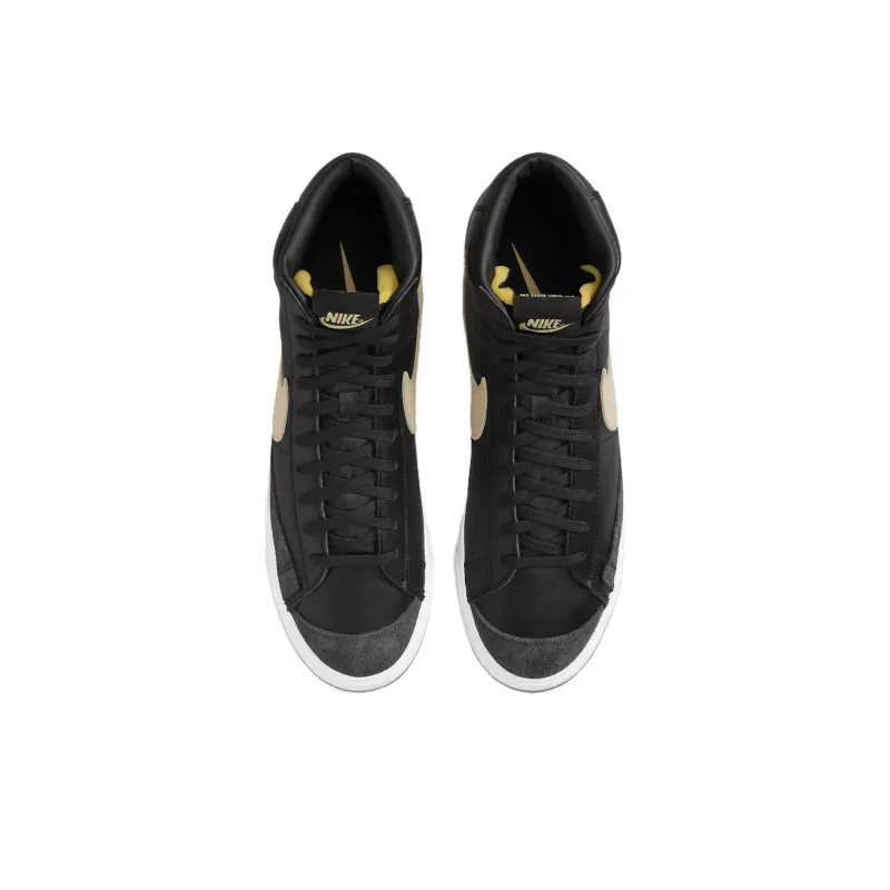 Nike Blazer Mid Anti Slip Wear Resistant High Top Skateboard Shoes Men's Black Gold-2