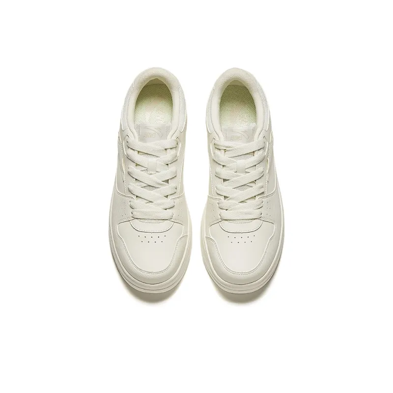 Anta Lightweight White Sneakers Height Increasing Lightweight Low Top Skateboard Shoes Men's Ivory White-2