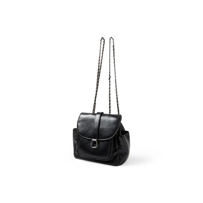 JONBAG Synthetic Leather Backpack Handbag Medium Size Women's Metallic Silver Black-8