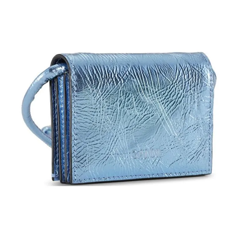 GANNI Recycled Leather Wallet Women's Blue-1