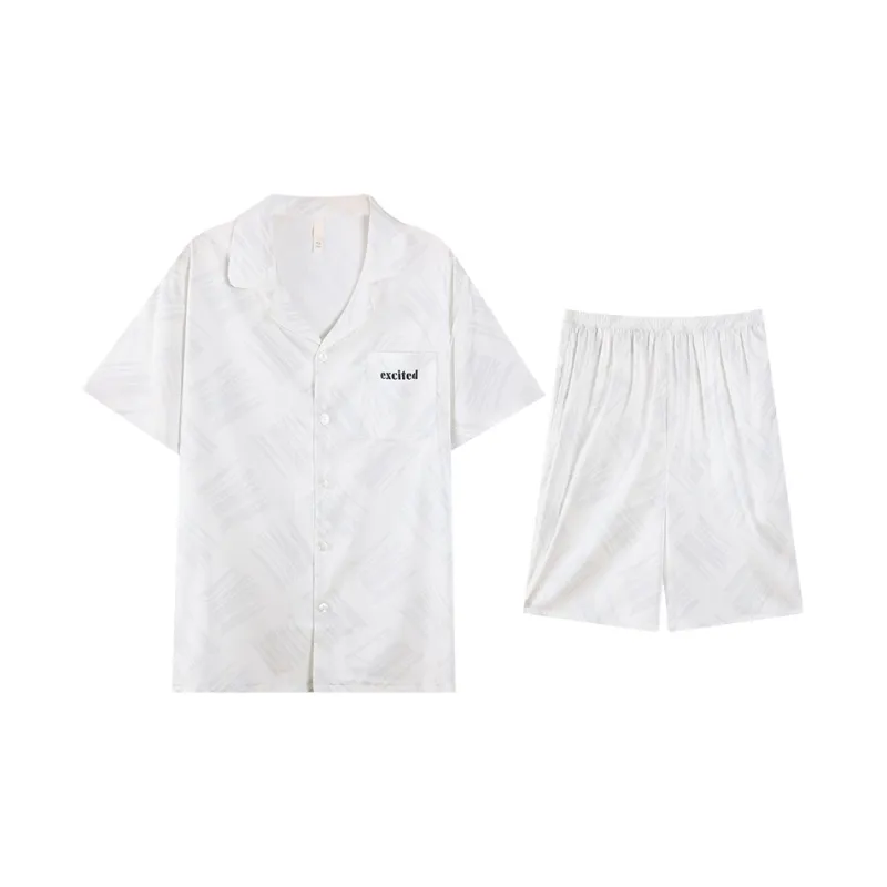 Qiao Ni Tong Pajama Set Men's White-0