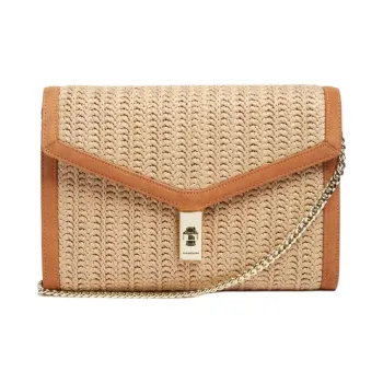 GUESS Raffia Envelope Crossbody Bag Women's Beige