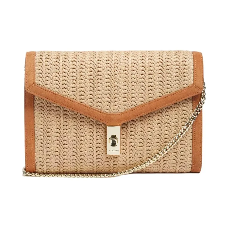 GUESS Raffia Envelope Crossbody Bag Women's Beige-0