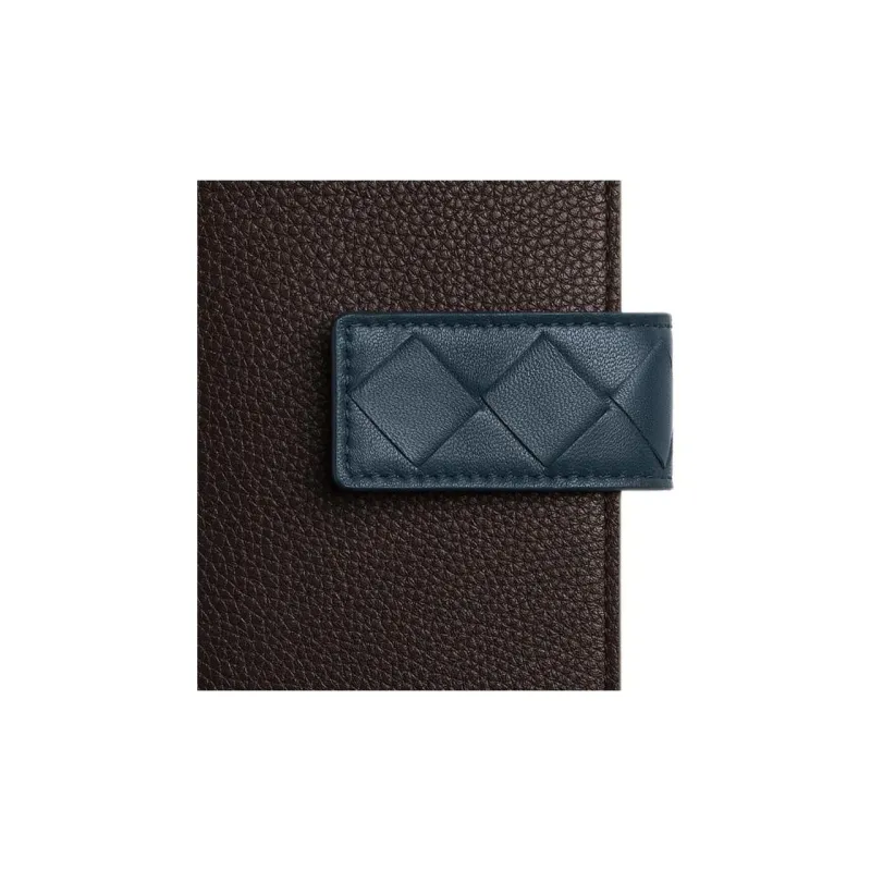Bottega Veneta Calfskin Wallet Women's Dark Brown & Dark Blue-3
