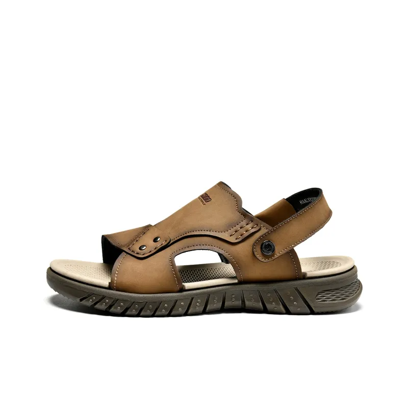 HLA Vintage Breathable Casual Comfortable Beach Sandals Wear-Resistant Slippers With Two Straps Men's-0
