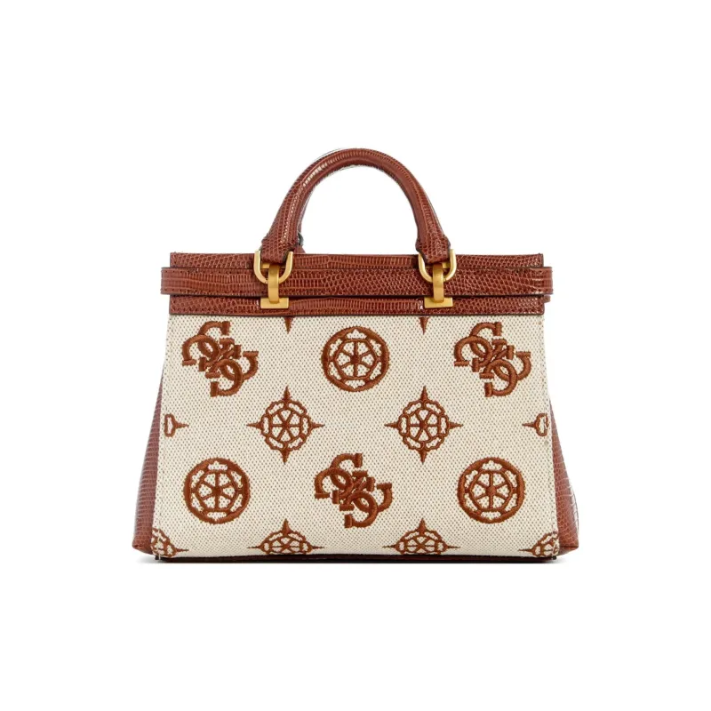 GUESS Canvas With Faux Leather Handbag Shoulder Bag Crossbody Bag Mini Women's Brown-2