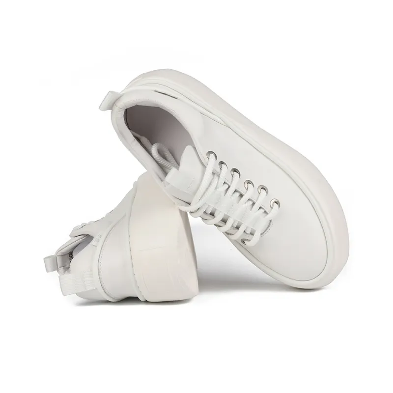 Thai Points Anti Slip And Wear Resistant Height Increasing Low Top Skateboard Shoes Men's White-3