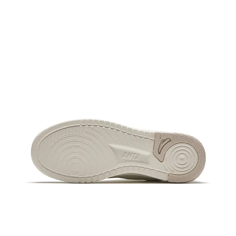 Anta Lightweight White Sneakers Height Increasing Lightweight Low Top Skateboard Shoes Women's Ivory White-4
