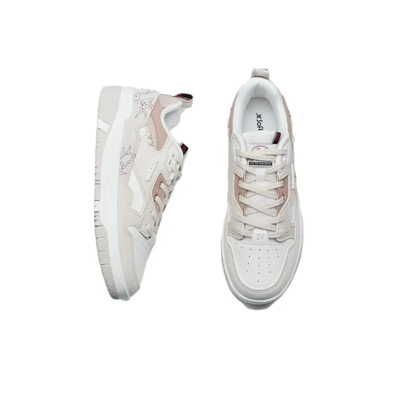 XTEP New Dawn Anti Slip Wear Resistant Low Top Skateboard Shoes Women's White Brown-3