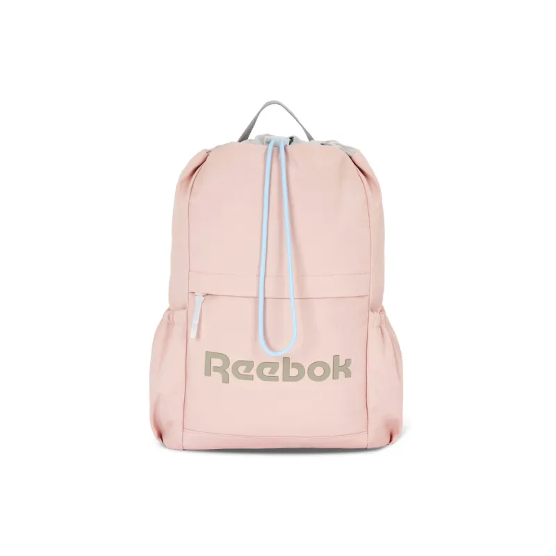 Reebok Fabric Casual Drawstring Backpack Medium Size Women's Cream White/Light Pink/Matcha Green-5