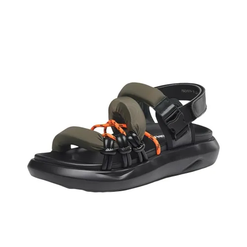 KANGNAI Beach Sandals Women's Black/Black Green