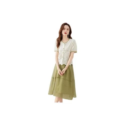 TERRE BLEUE Two Piece Skirt Sets Women's Green