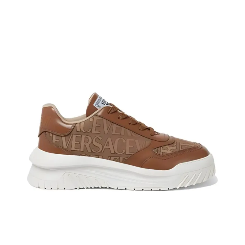 VERSACE Allover Odissea Low-Top Casual Shoes Men's Brown-1