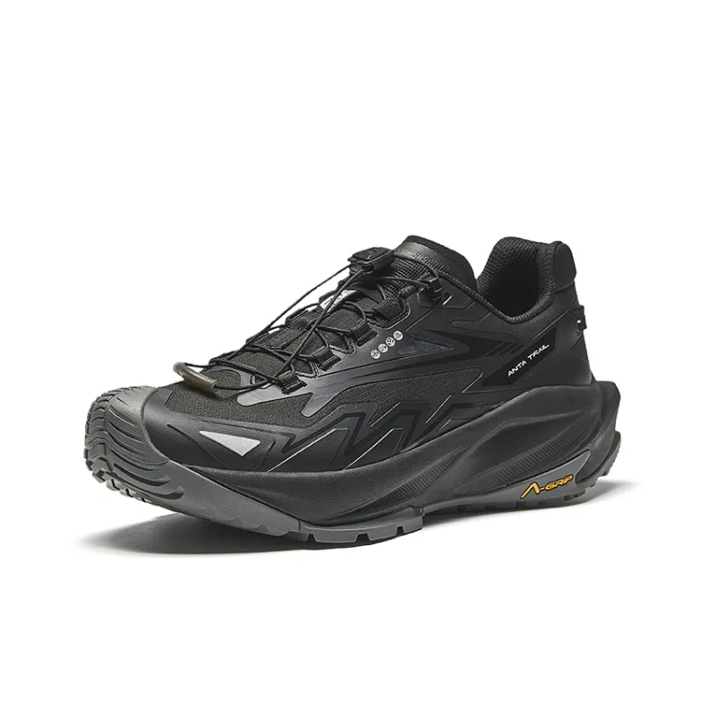 Anta Tracking Cushioning, Abrasion Resistant, Waterproof, And Breathable Low Top Casual Running Shoes Men's Basic Black-1
