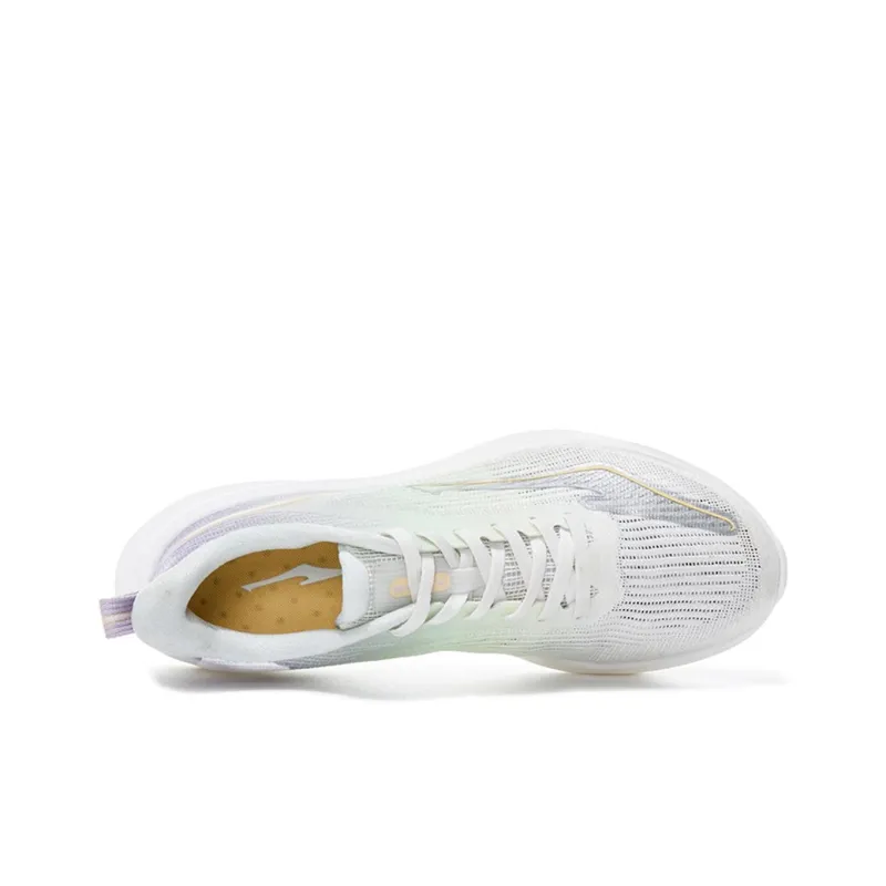 Erke Cushioning Wear-Resistant Low-Top Casual Running Shoes Women's White Green Purple-3