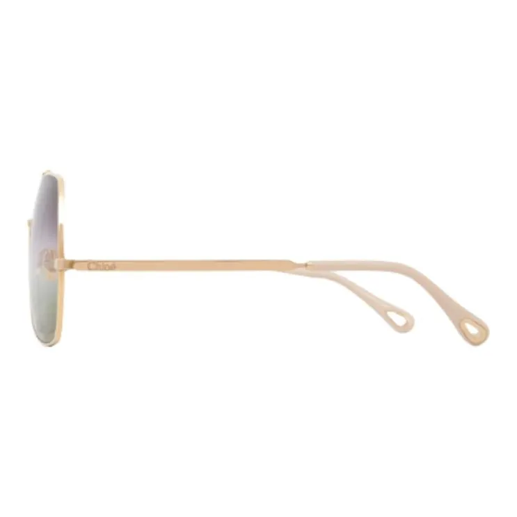 Chloe Metal Acetate Bio Based Nylon Aviator Sunglasses Women's Gold-2