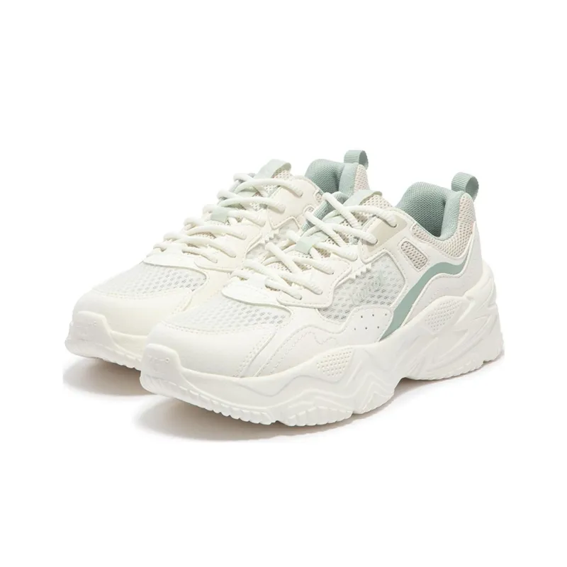 361° Shock Absorbers With Slip Resistant Features Low Top Casual Running Shoes Women's White Green-2