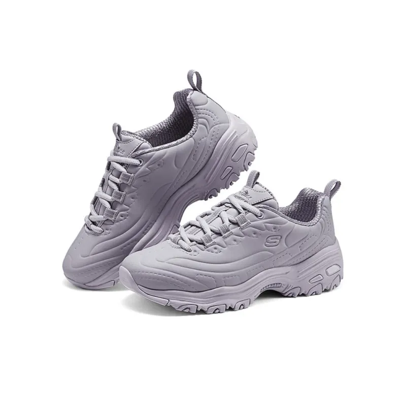 Skechers DLITES Anti Slip Wear Resistant Breathable Rebound Low Top Casual Running Shoes Women's Purple Gray-3