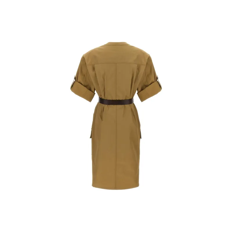 SAINT LAURENT Short Sleeved Dresses Women's Beige-1