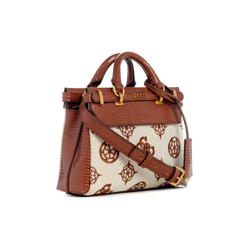 GUESS Canvas With Faux Leather Handbag Shoulder Bag Crossbody Bag Mini Women's Brown-1