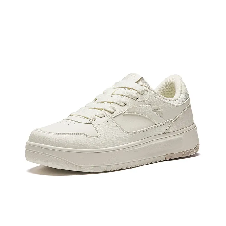 Anta Lightweight White Sneakers Height Increasing Lightweight Low Top Skateboard Shoes Men's Ivory White-1