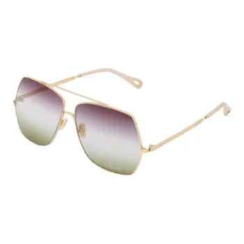 Chloe Metal Acetate Bio Based Nylon Aviator Sunglasses Women's Gold
