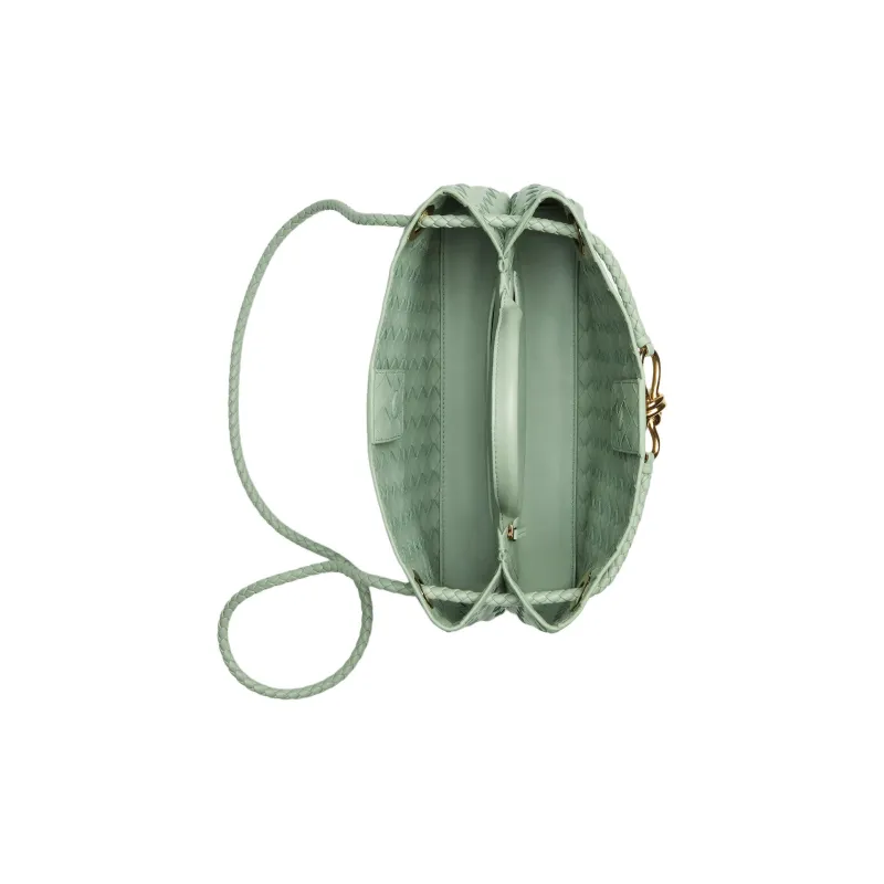 Bottega Veneta Andiamo Series Sheepskin Shoulder Bag Crossbody Bag Handbag Small Size Women's Sage Green-3